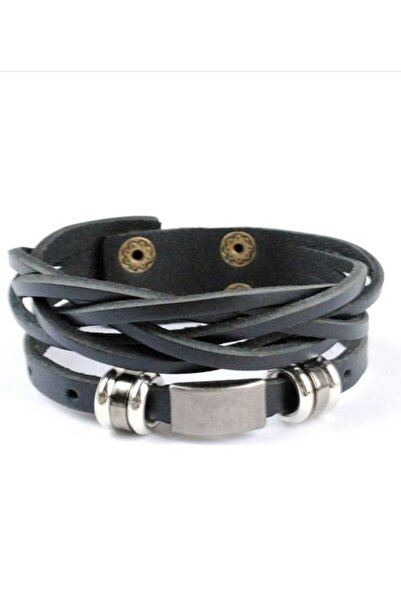 Visale Store Leather Black Color Adjustable Size Bracelet