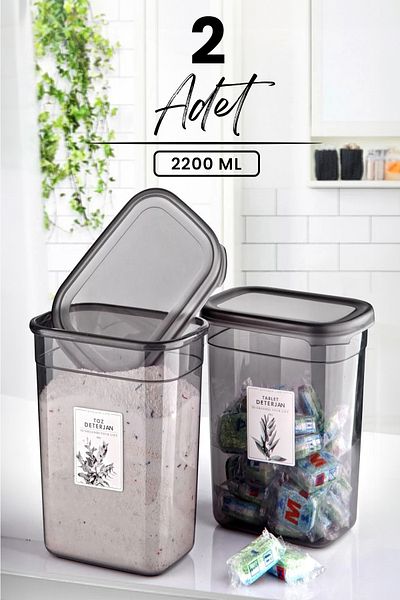Kitchen Life 2 Large Size Rectangular Detergent Storage Box - 2200 ml - Detergent Set