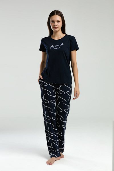 Arnetta Women's Navy Blue Short Sleeve Pajama Set