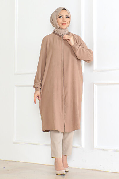 OKTAYUSTA COLLECTİON Kadın Tessettür Giyim Araboy Sade Aerobin Günlük Kahve K...