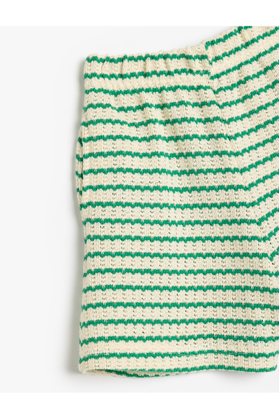 Koton Ajurlu Şort Beli Lastikli Pamuk Karışımlı