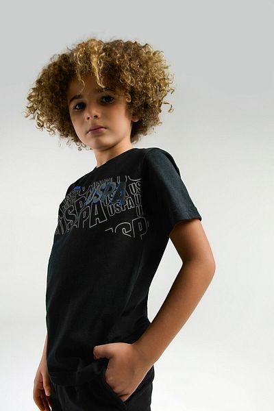 U.S. Polo Assn. BAZA. Polo Assn. Costum Bermude Negru pentru Băiat