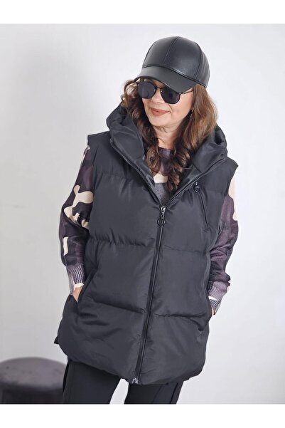 Felix Butik FELİX12962 Rahat Kalıp Anorak Şişme Siyah Yelek