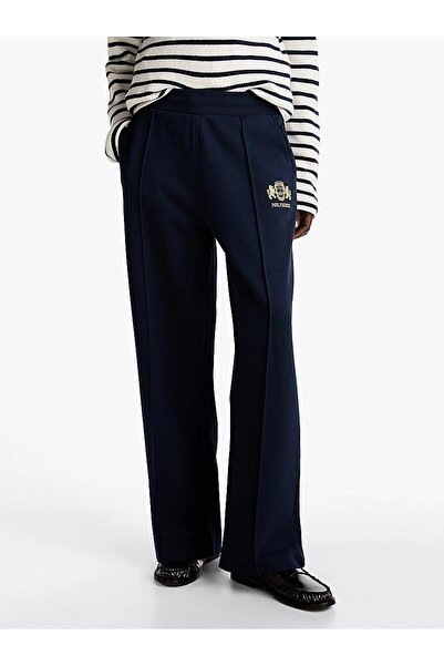 Tommy Hilfiger Kadın Logo Nakışlı Düz Jogger Pantolon - Lacivert