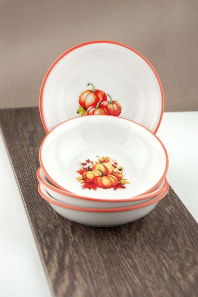 Bursa Porselen Dekor Orange Pumpkin 4 Pieces of Porcelain Snacks