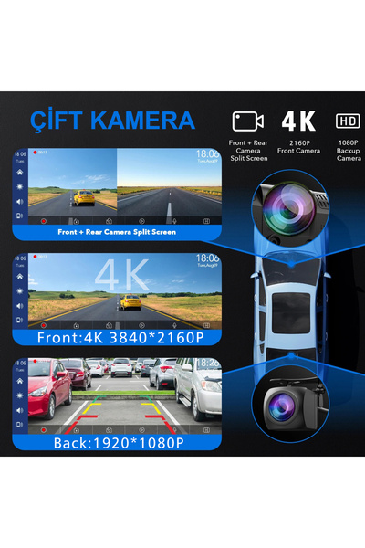 RADOON Yeni Tasarım Kablosuz Carplay Android Auto Uyumlu 4K 10.2 İnç Çift Kameralı Araç Multimedya Ekranı