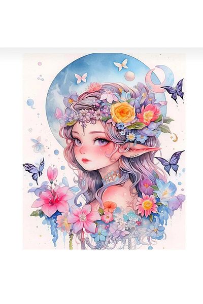 OZN AKSESUAR 5D Diamond Stone Embroidered - 27X33 cm Flower Pattern Girl