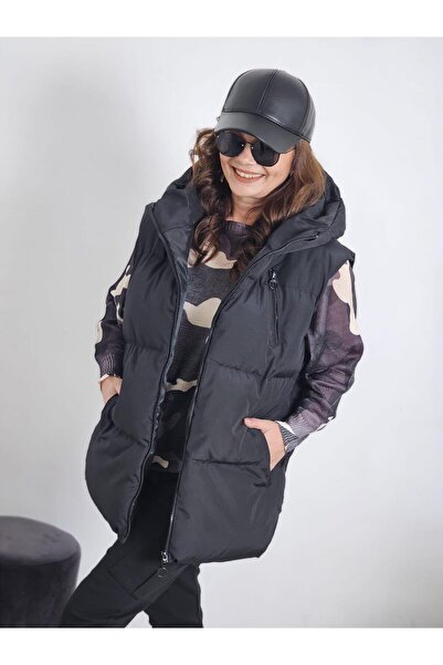 Felix Butik FELİX12962 Rahat Kalıp Anorak Şişme Siyah Yelek