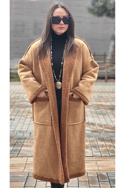 Park Moda Nubuck Look Long Coat with Fleece Inside