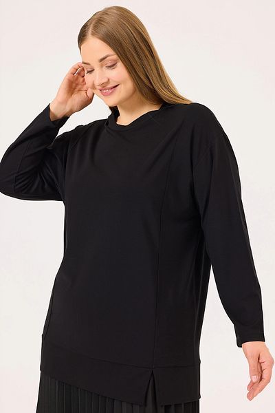 Gala-Xi Galaxi Women's Plus Size Round Neck Basic Tunic 4004 Black