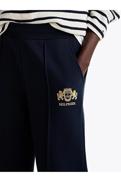 Tommy Hilfiger Kadın Logo Nakışlı Düz Jogger Pantolon - Lacivert