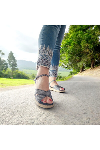 GokceKundura06 Жіночі повсякденні босоніжки з лляної соломи 3 см