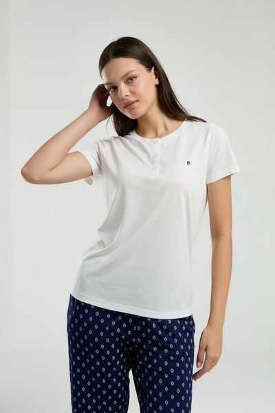 Pierre Cardin Women's White Short Sleeve Pajama Set