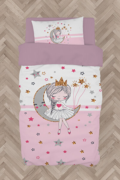 BAMBAŞKA MODA غرفة الأطفال والرضع الأميرة فتاة تجلس على القمر طقم غطاء لحاف و...