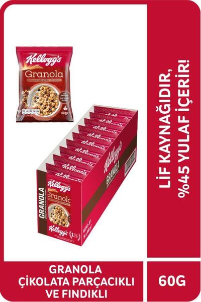 Kellogg's Çikolata Parçacıklı&fındıklı Granola 60 gr X10 Adet,%44 Yulaf Içeri...