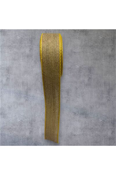 MASAL TUHAFİYE JUT KURDELE KENARLARI ŞERİTLİ KURDELE SARI 2 METRE  38 MM