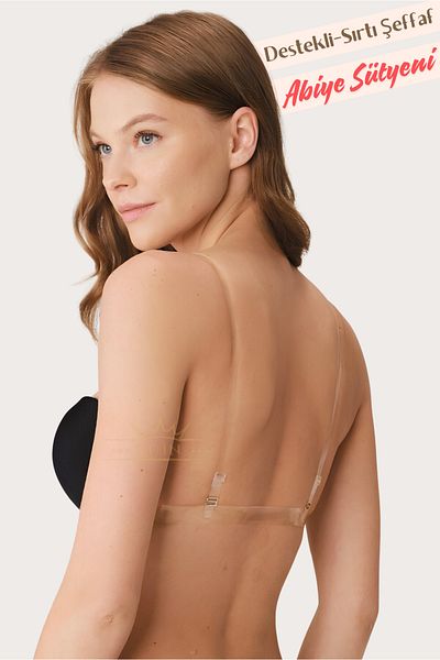 KUIN Backless Low-Cut Bra with Support (Wedding, Engagement, Henna, Graduation, Evening Dress Bra)