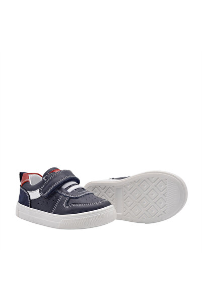 kids A more Geoss Leather Single Velcro Baby Shoes Navy Blue