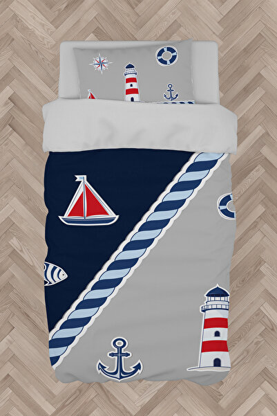 Generic Brand Baby and Children's Room Sailor Patterned Navy Blue Gray Duvet ...