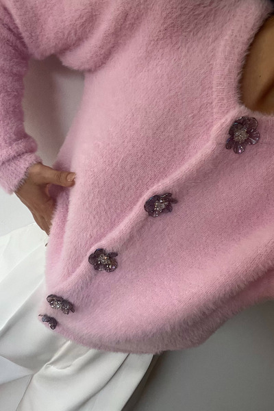 Seda Yalçın Atelier Μαλακή ζακέτα με ροζ λουλούδια