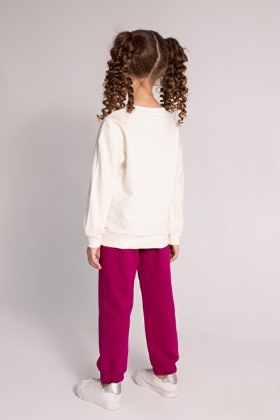 DMB BOYS & GIRLS Φούτερ με μοτίβο καρδιάς Αθλητικό παντελόνι με ελαστική μέση 2 τεμαχίων για κορίτσια