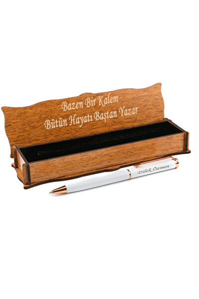 kalemhane Kişiye Özel Ahşap Kutulu Isimli Tükenmez Kalem