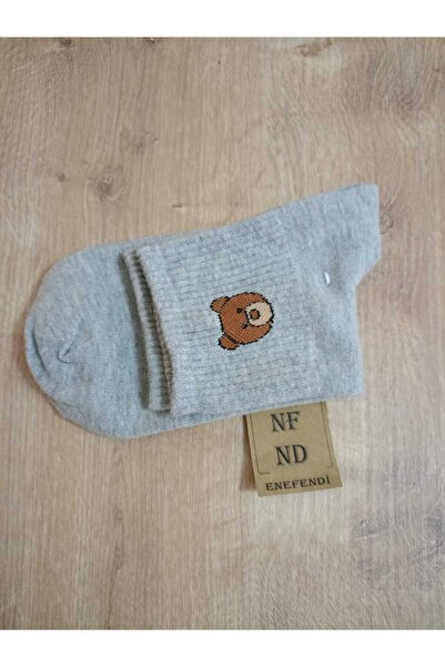 ENEFENDİ Сиви памучни ароматизирани чорапи - меки чорапи без шевове с шарки и шаркирани маншети