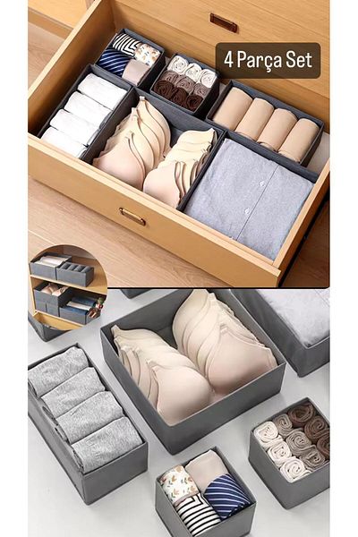 Bayev Coco 4 Piece Drawer Level Box Σετ Ντουλάπα Στολή Πλυντήριο ρούχων Κάλτσες Πλυντήριο ρούχων