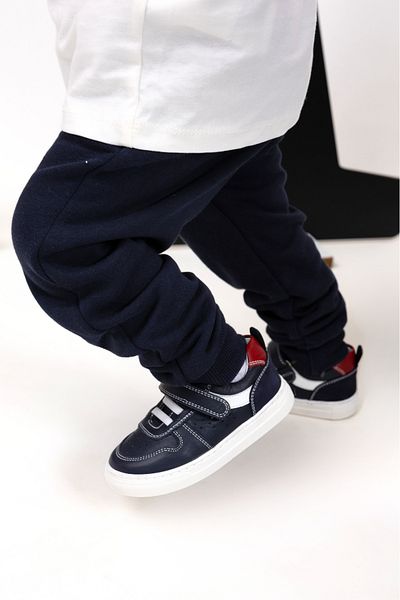 kids A more Dětské boty Geoss Leather Single Velcro Baby Navy Blue