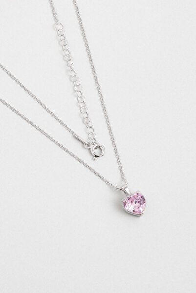 So CHIC... Gizemli Kalp 18 Ayar Beyaz Altın Kaplama 45 Cm Gümüş Kolye