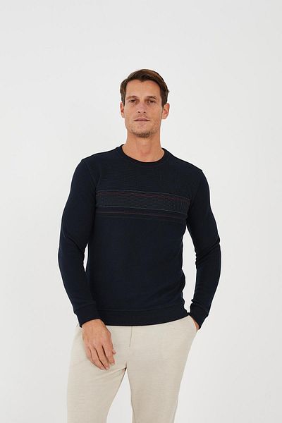 Maccali Ανδρικό EcoSoft Comfort Basic μακρύ χειμερινό μπλουζάκι μπλε ναυτικό
