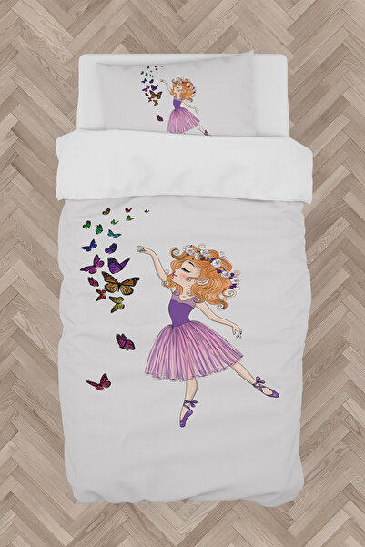 BAMBAŞKA MODA طقم غطاء لحاف بنمط فتاة الأميرة الفراشة لغرفة الأطفال والرضع BM...