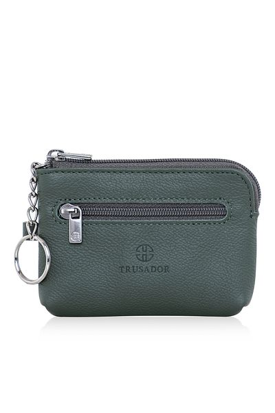Trusador Milano Green Zipper Mini Size Pouch Wallet Unisex Γνήσιο δέρμα Rfid Protected