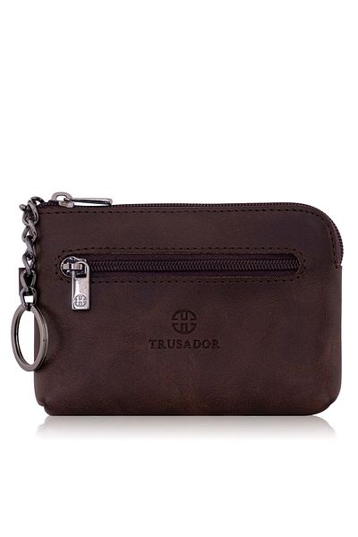 Trusador Milano Brown Πορτοφόλι με φερμουάρ Mini Size Unisex Γνήσιο δέρμα με προστασία Rfid