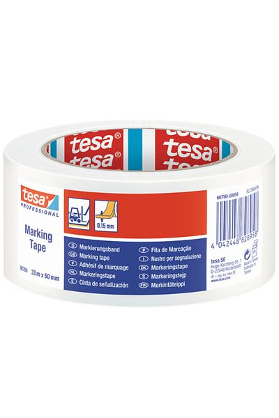 Tesa White Warning Tape - Location Marking, 33X50, 60760-00094-15