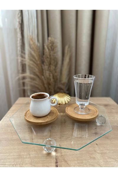Housess Hexagonal Glass Crystal Pedestal Tray