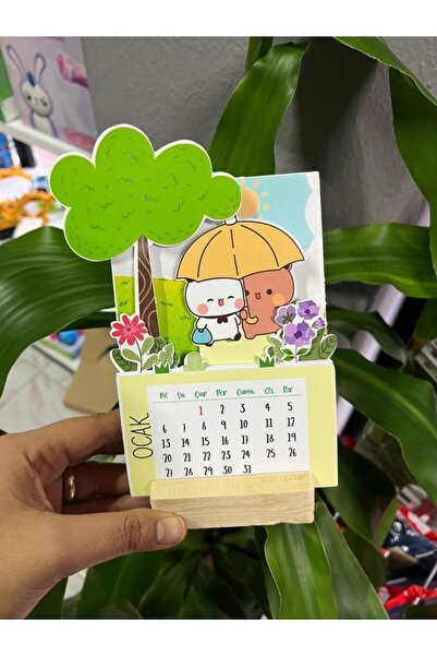 EyER Shoping Kawaii Ayılar Ahşap Ayaklı Özel Tasarım Takvim