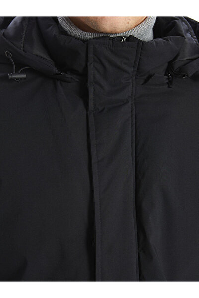 LC Waikiki Men's Black Standard Fit Hooded Coat