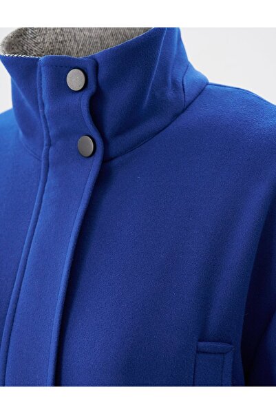 Kayra Saks Stamp Coat - Stand Collar and Off Shoulder