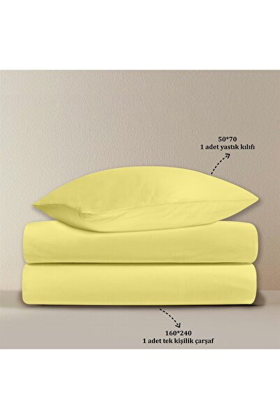 Evim 100% Cotton Akfil Flat Sheet Set 160X240 cm Yellow