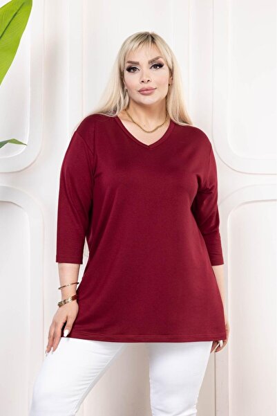 EMEZ Μπλούζα με μανίκια τριών τετάρτων σε μπορντό χρώμα