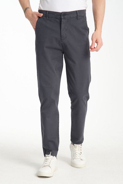 muzzo jeans High Waist Cotton Gray Chino Trousers