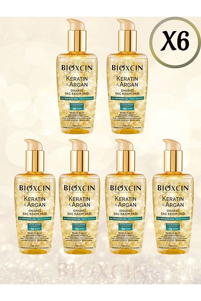 Bioxcin 150ml Keratin & Argan Repair Hair Care Oil - for All Hair Types (6 Pcs)
