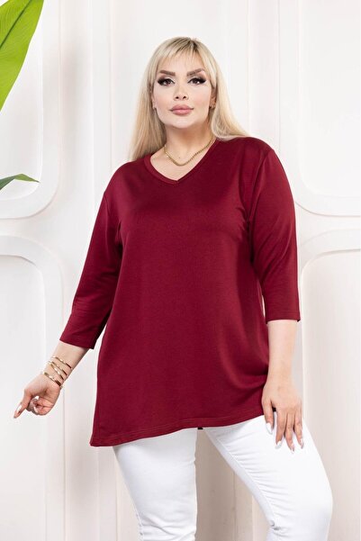 EMEZ Μπλούζα με μανίκια τριών τετάρτων σε μπορντό χρώμα