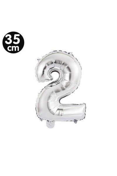 Parti Dükkanım 2 Number Foil Balloons Silver (35 cm)