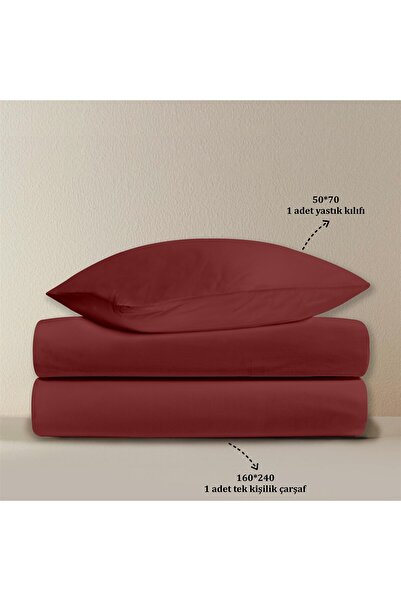 Evim 100% Cotton Akfil Flat Sheet Set Single 160X240 cm Dark Claret Red