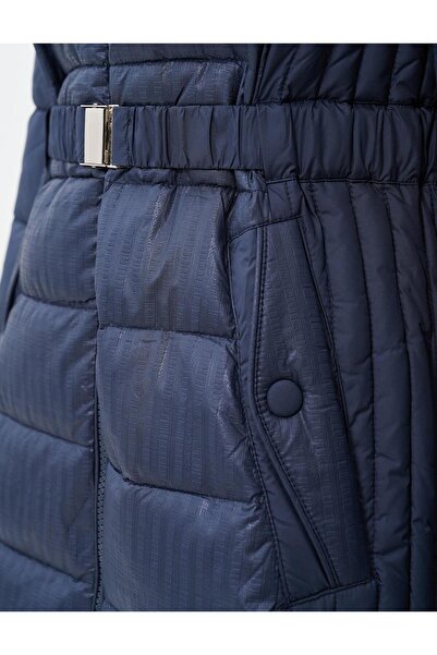 Kayra Μπλε Navy Faux Fur Hooded Anorak παλτό