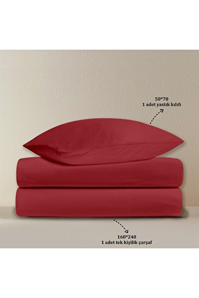 Evim 100% Cotton Akfil Flat Sheet Set Single 160X240 cm Red