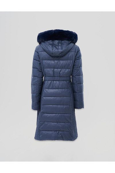 Kayra Μπλε Navy Faux Fur Hooded Anorak παλτό