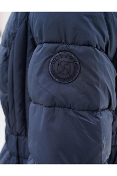 Kayra Μπλε Navy Faux Fur Hooded Anorak παλτό